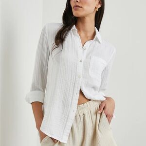 Rails Crisp White Textured Blouse